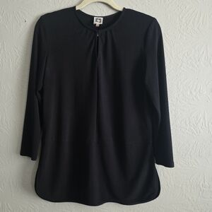 Anne Klein Black 3/4 Sleeve Tunic Top S